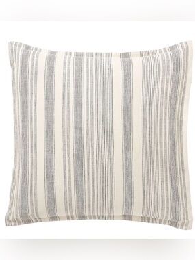 Pottery Barn Hawthorn Stripe Euro Sham Set of 2 Cream and Charcoal Gray NWT